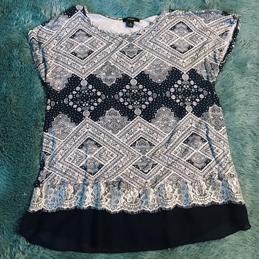✰ ESPRESSO ✰ Blue & White Paisley Shirt